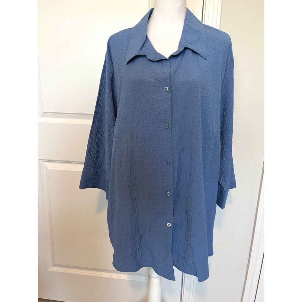 Vtg White Stag Womens Button-Up Textured Shirt 22/24 Lightweight Blouse Casual